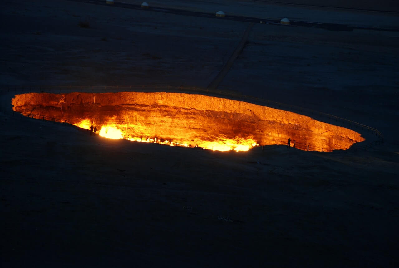 The Door to Hell Closeup Darvaza Crater Turkmenistan